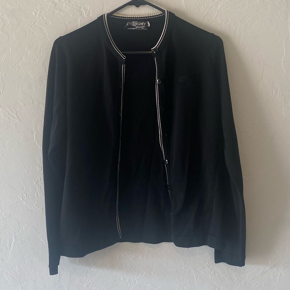 Givenchy Sport black vintage cardigan with white trim